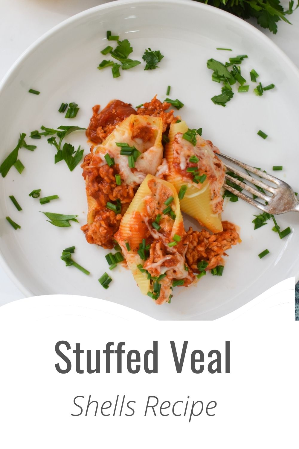 Veal Stuffed Shells with logo.