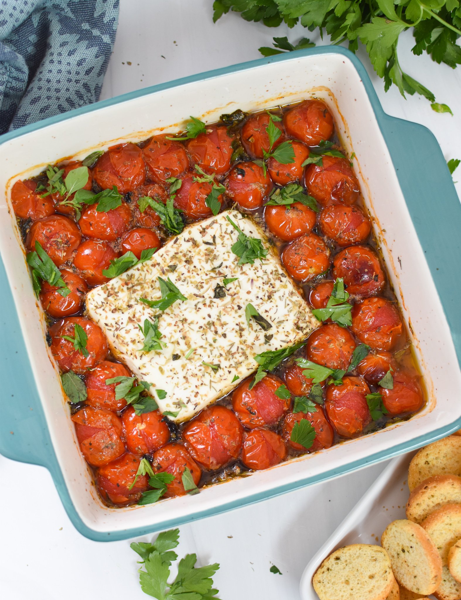  Easy Baked Feta Recipe with parsley. 