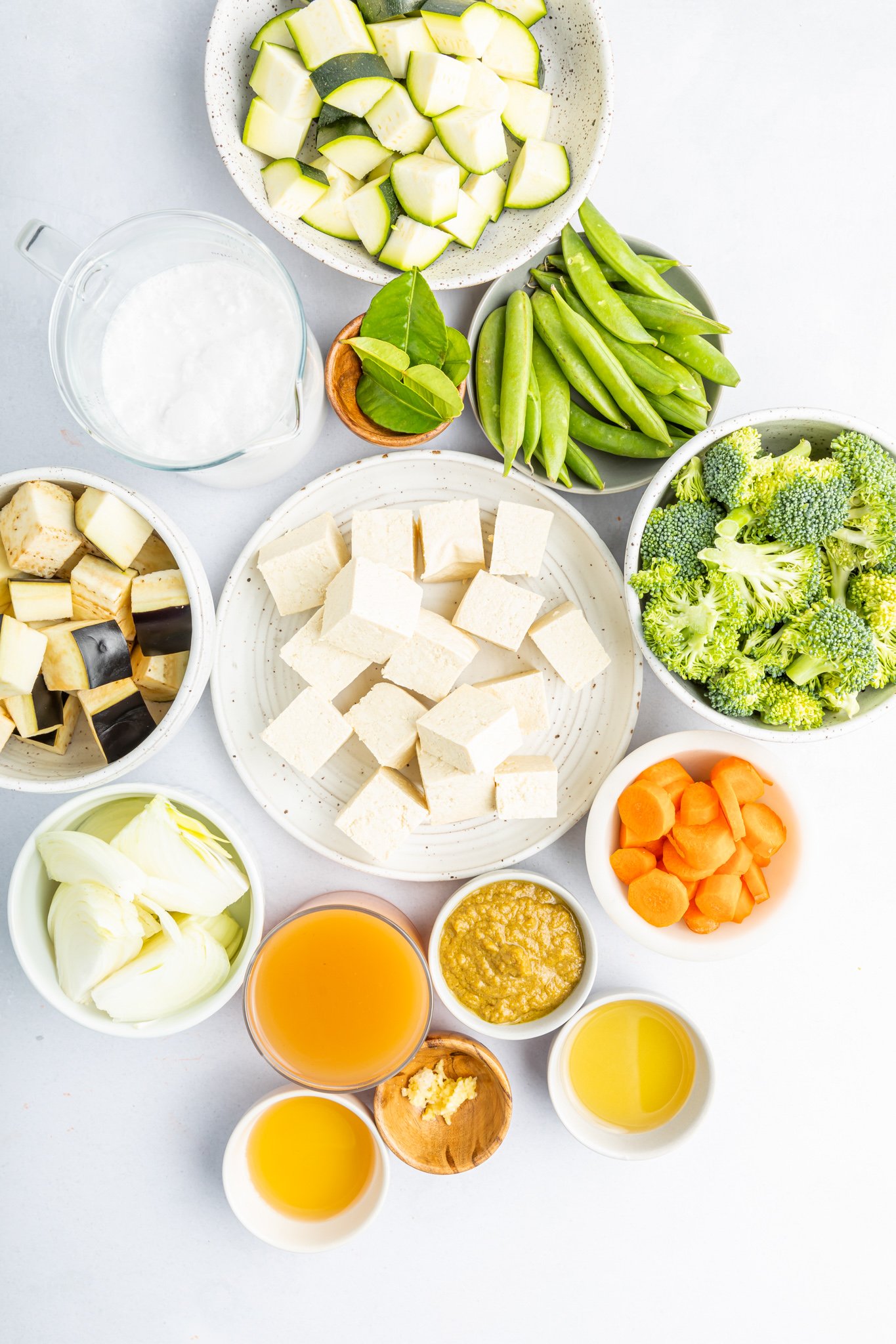 Thai Vegetable Green Curry ingredients. 