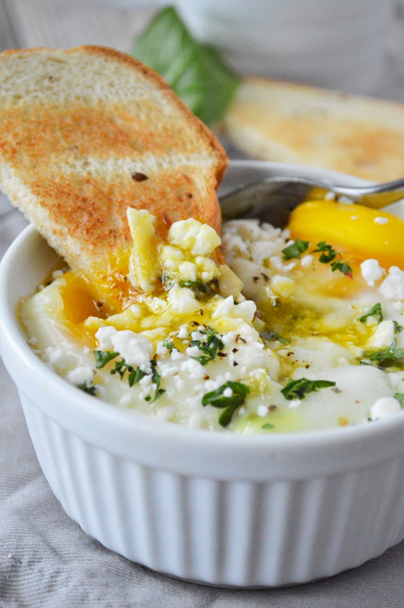 Greek Baked Eggs with toast.