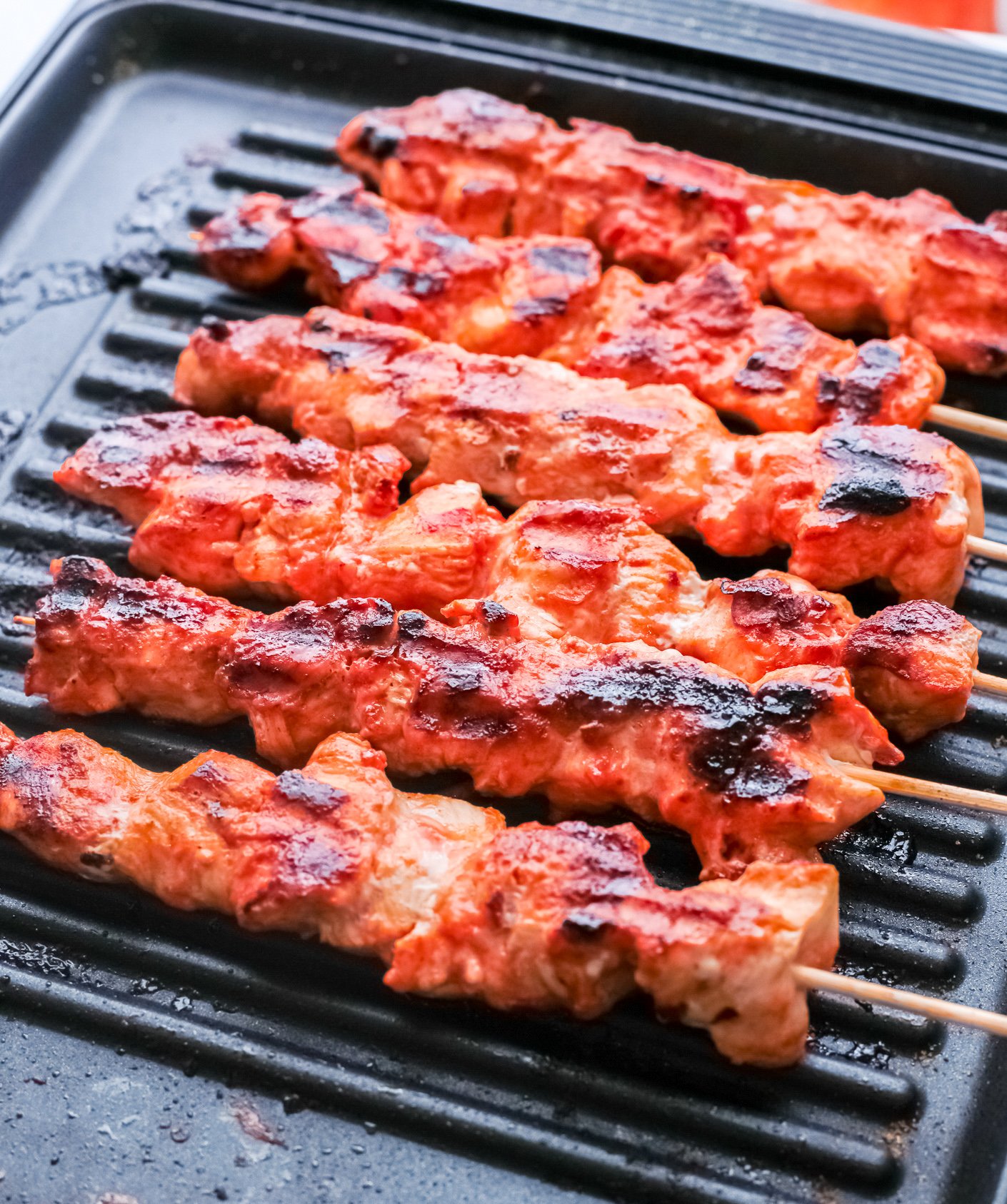 Lebanese Chicken Kebabs on the grill.