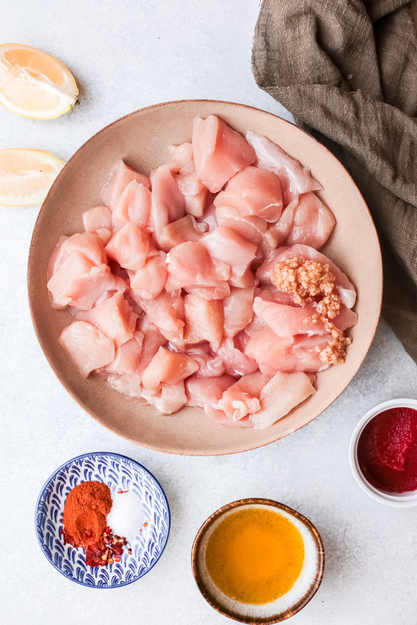 Lebanese Chicken Kebabs ingredients. 