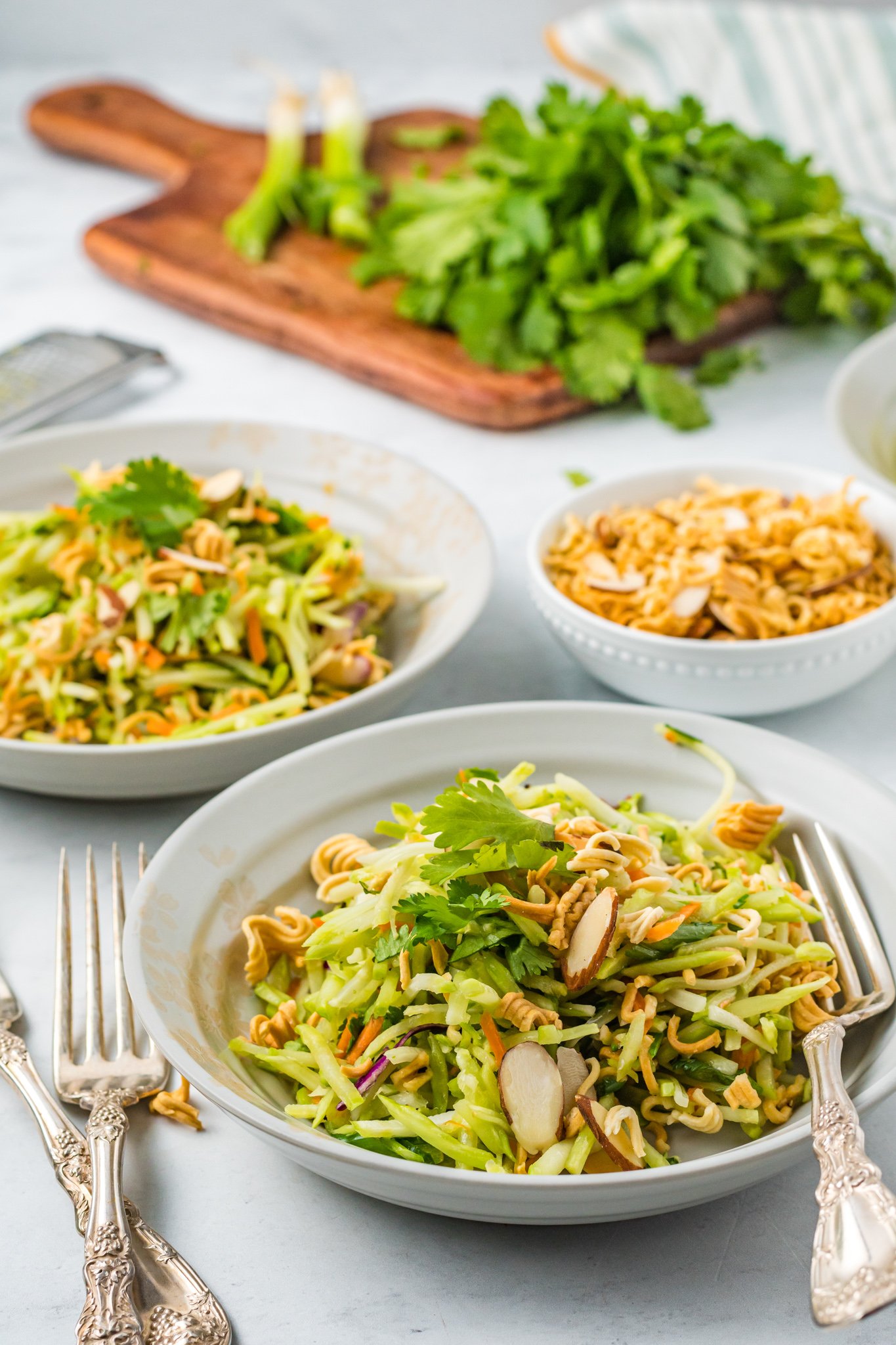 Broccoli Slaw Recipe in bowls.