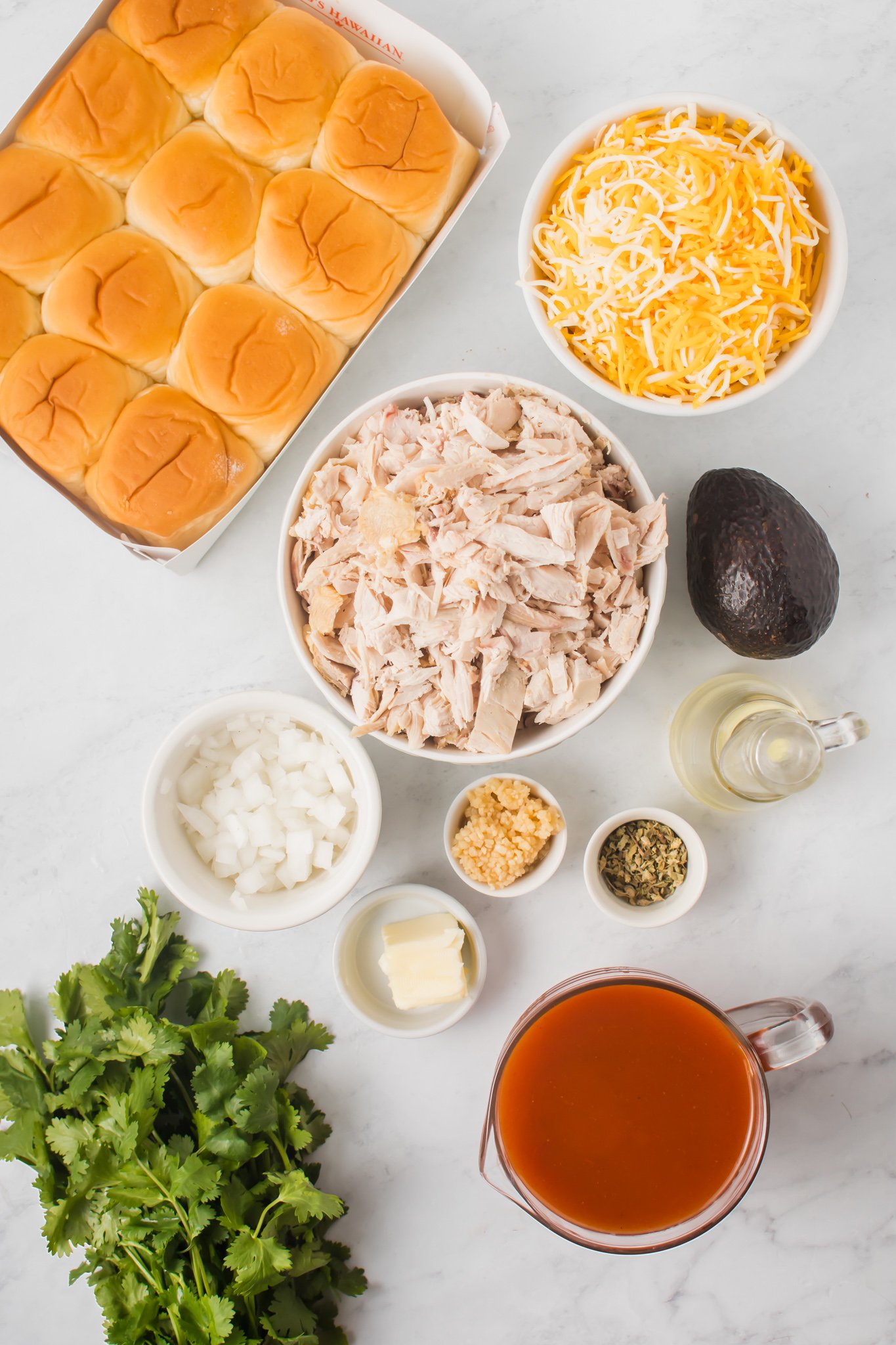 Chicken Enchilada Sliders ingredients. 
