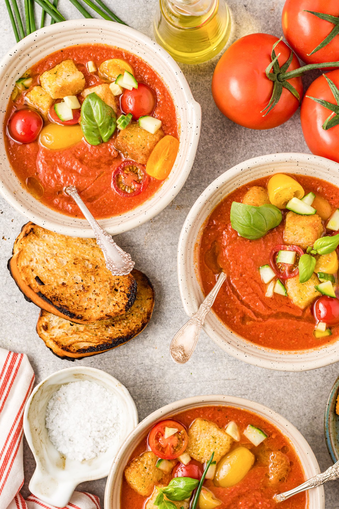 Easy Gazpacho Recipe bowls of soup.