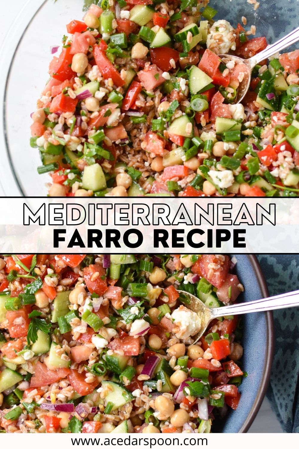 Mediterranean Farro Salad with logo.