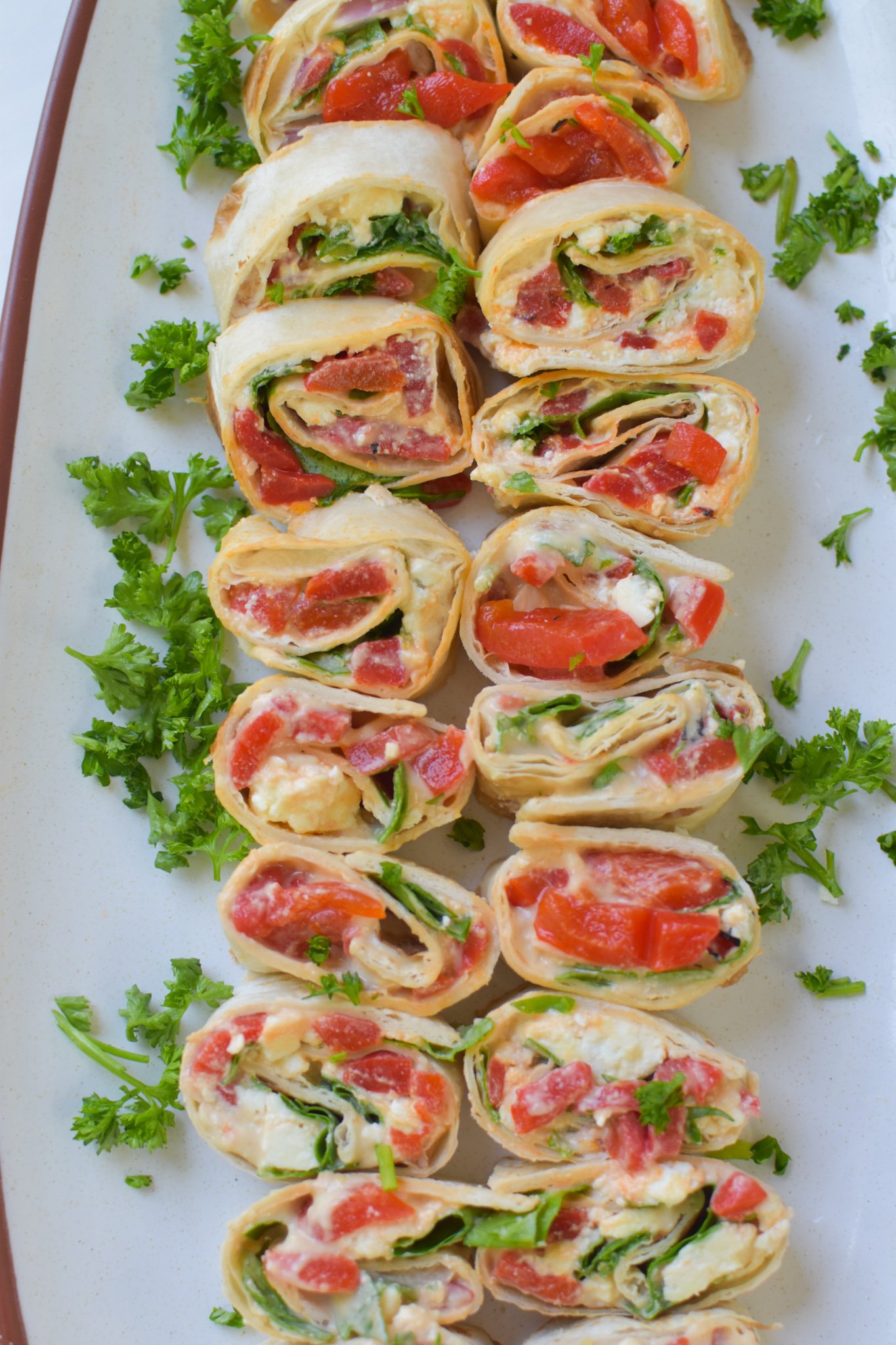 Mediterranean Pinwheels with parsley. 