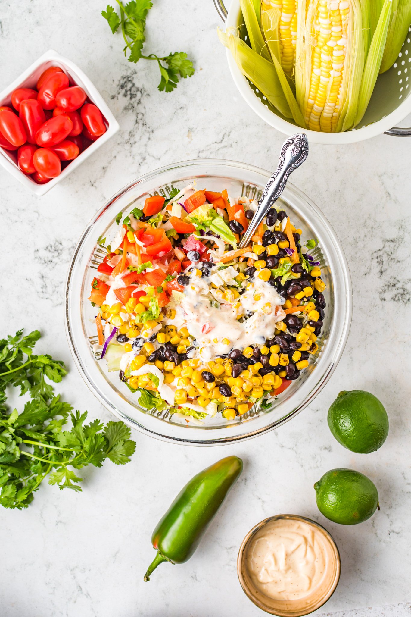Easy Mexican Coleslaw dressing in a slaw. 