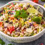 Easy Mexican Coleslaw in a white bowl