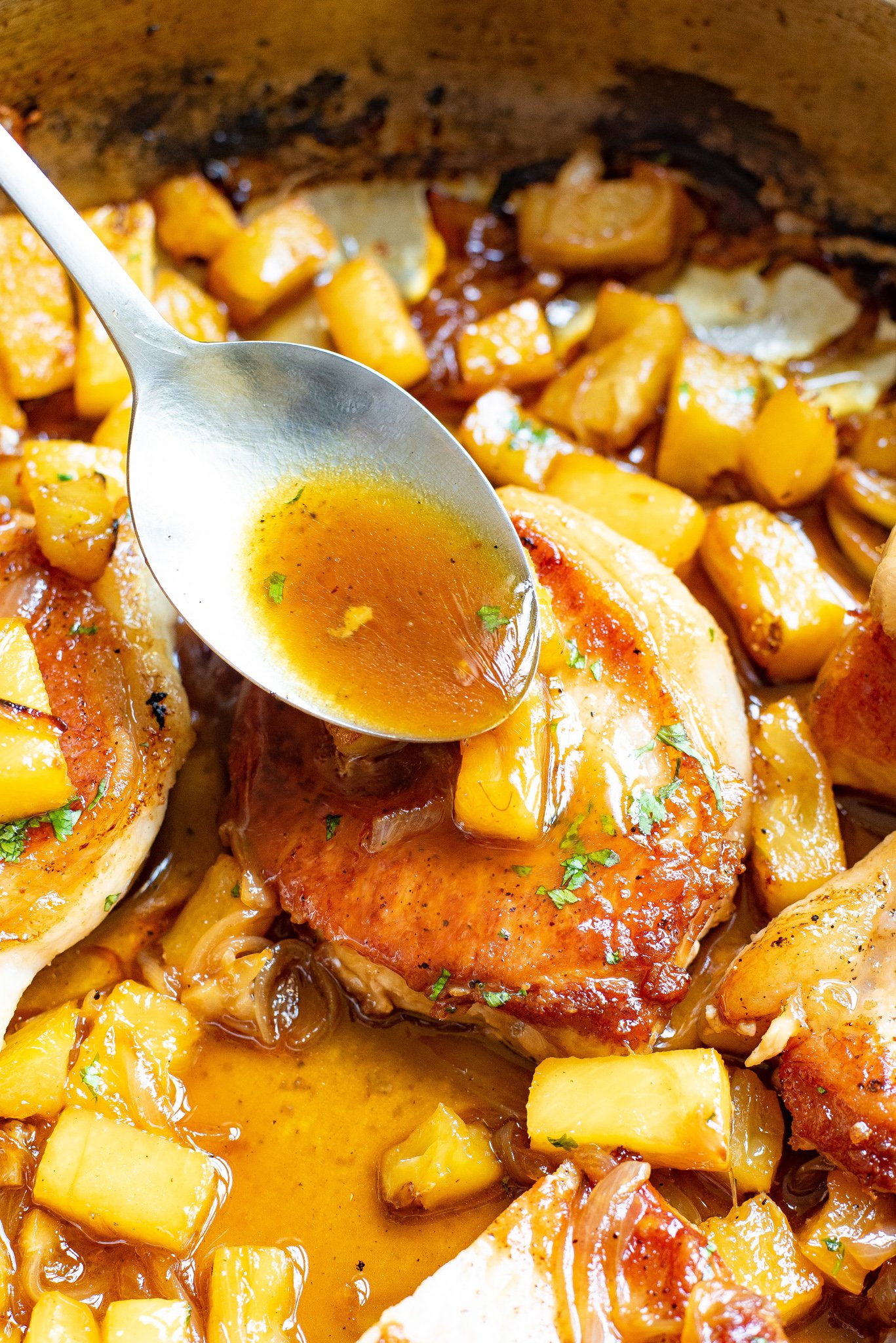 Easy pineapple pork chops with sauce. 