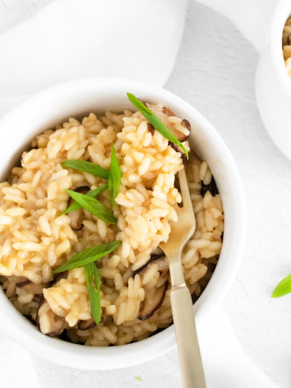 Instant Pot Mushroom Risotto in a dish.