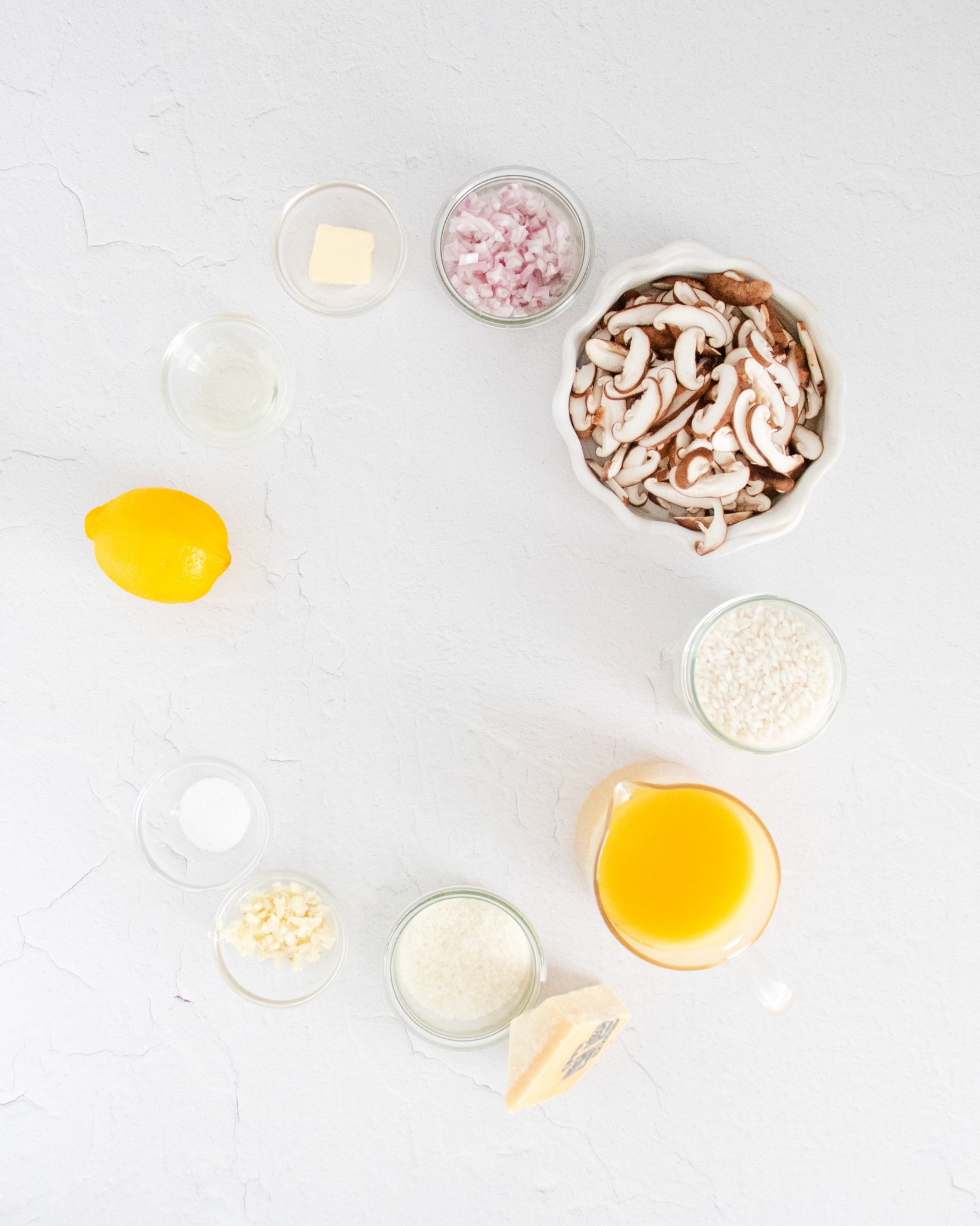 Instant Pot Mushroom Risotto ingredients.
