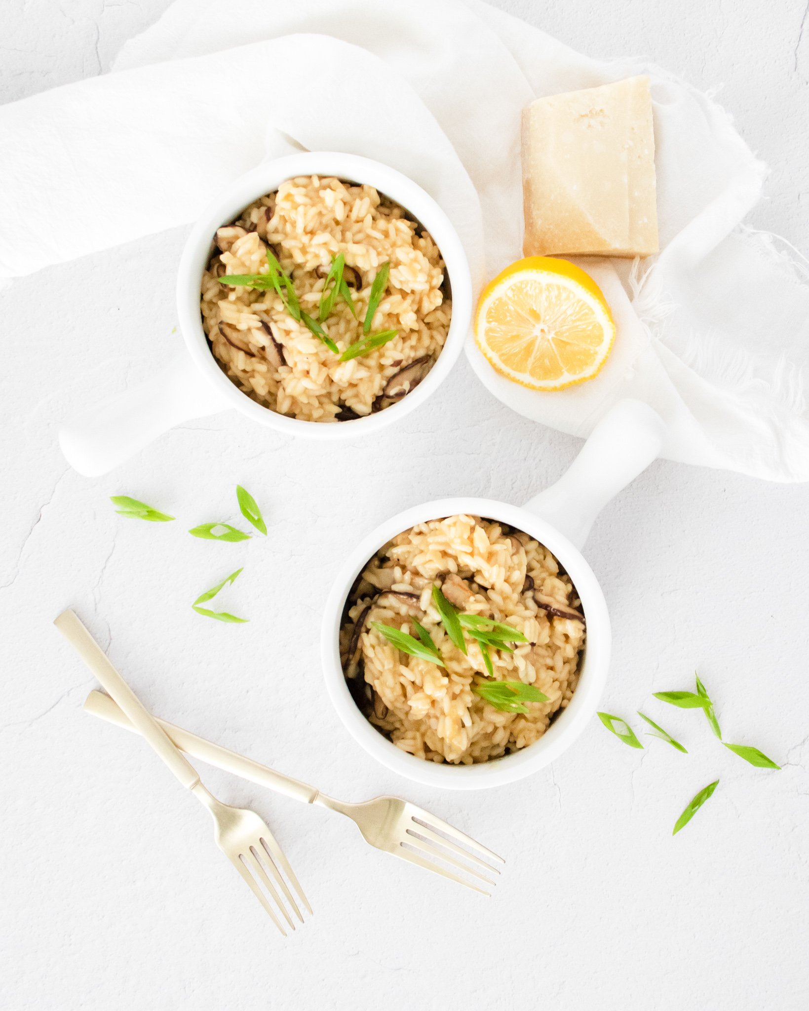 Instant Pot Mushroom Risotto with lemon. 