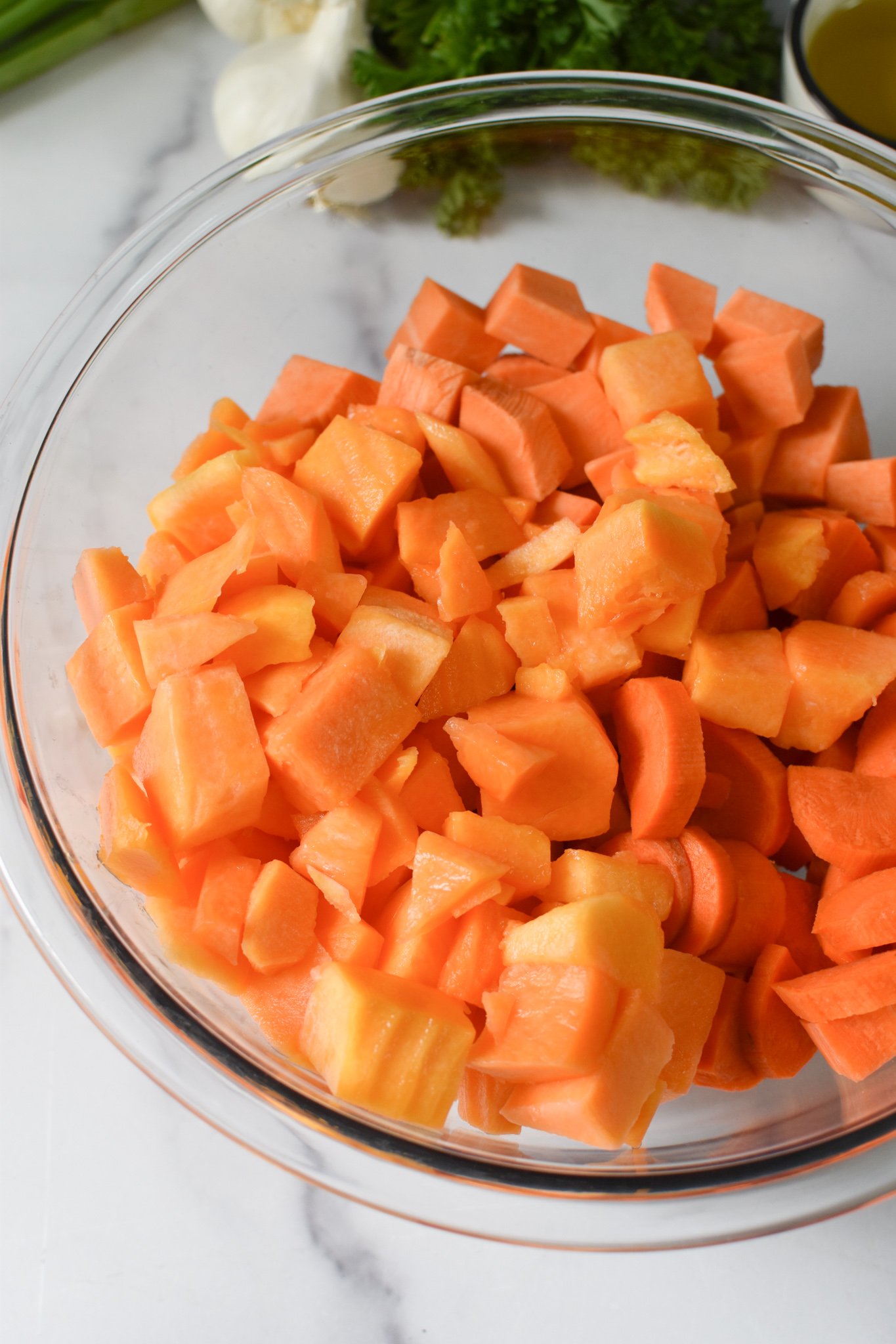 Roasted Vegetable Salad squash in a bowl. 