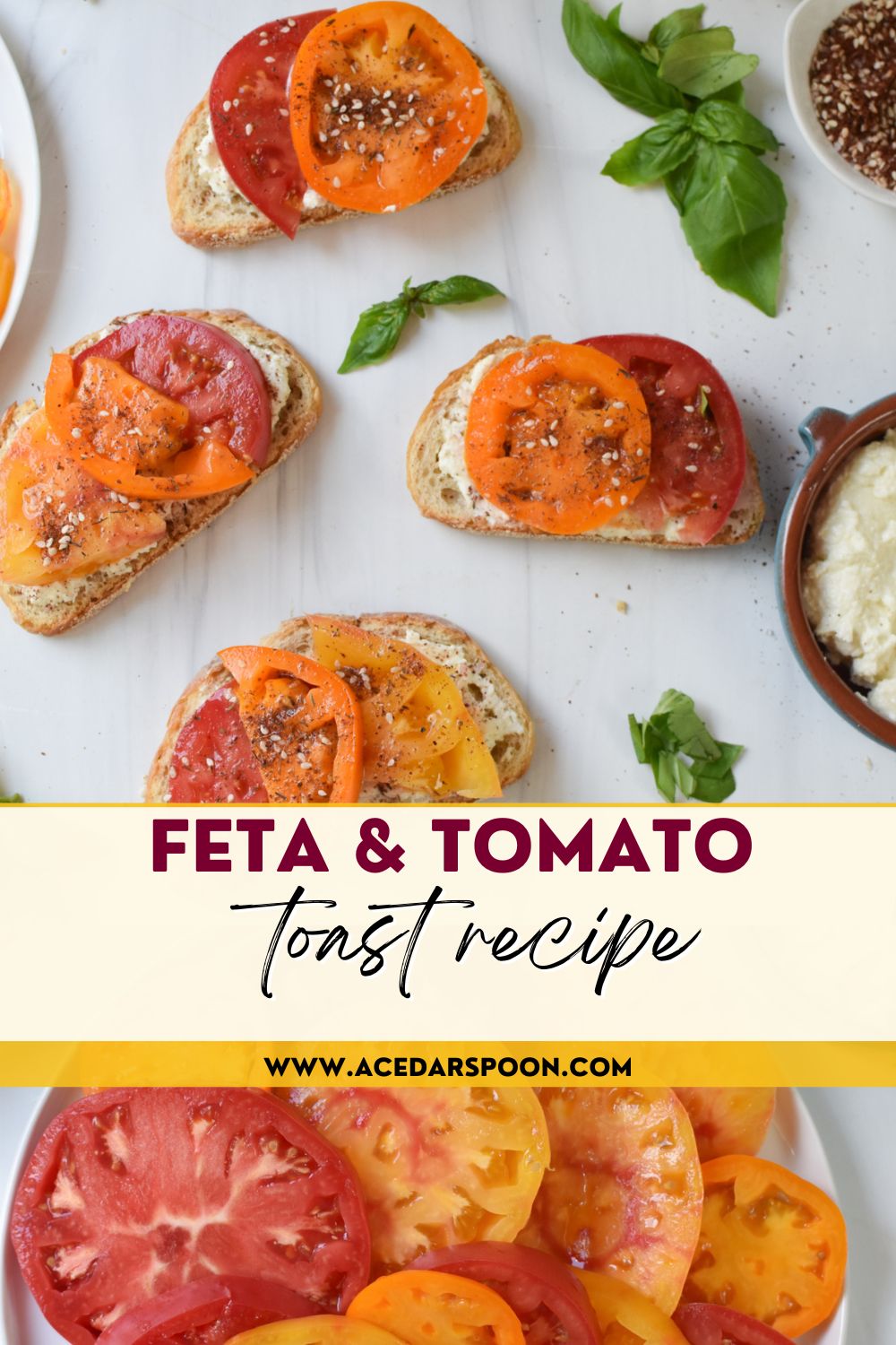 Tomato Toast with Whipped Feta with logo. 