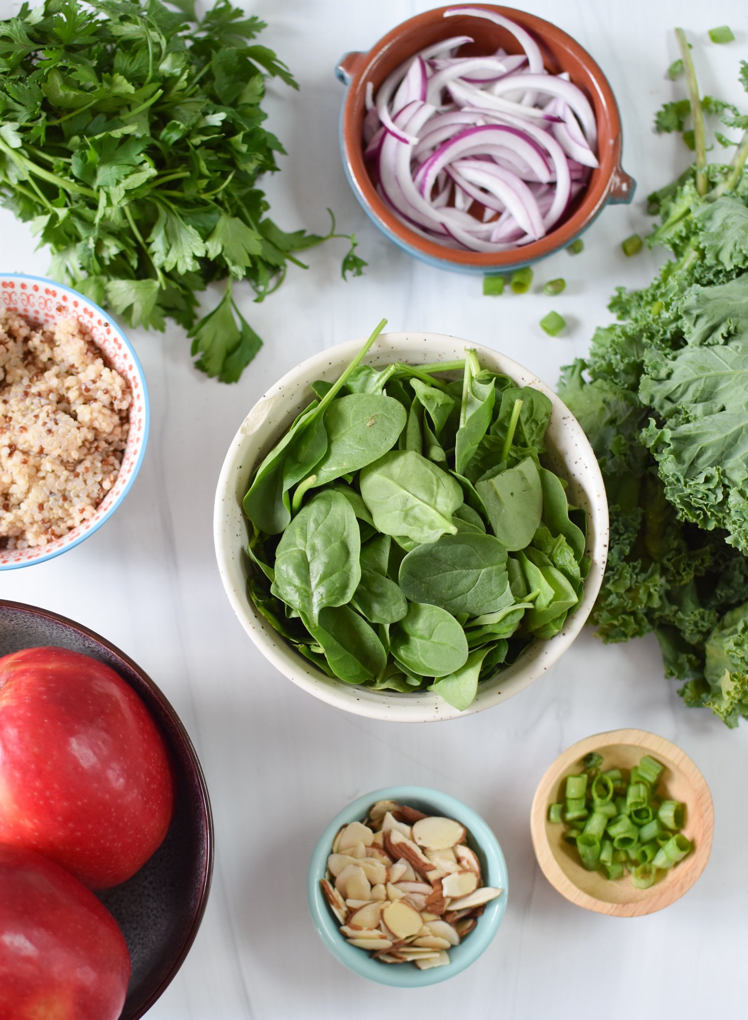 Apple Kale Quinoa Salad ingredients.