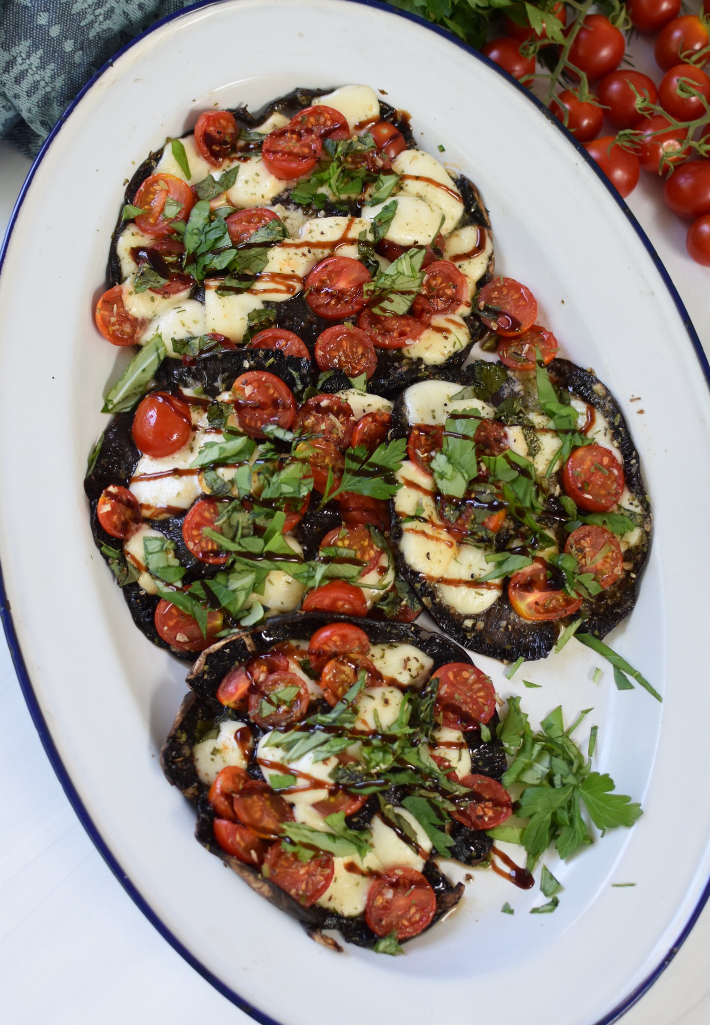 Caprese Stuffed Portobello Mushrooms with balsamic.