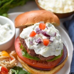 Feta Burger with Tzatziki Image 1200 x 1200