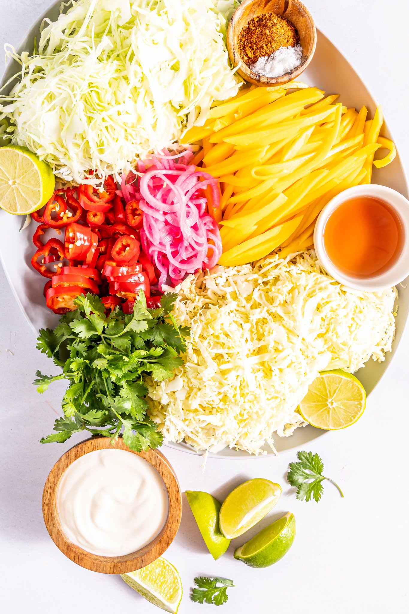 Easy Caribbean Coleslaw Recipe ingredients on a plate