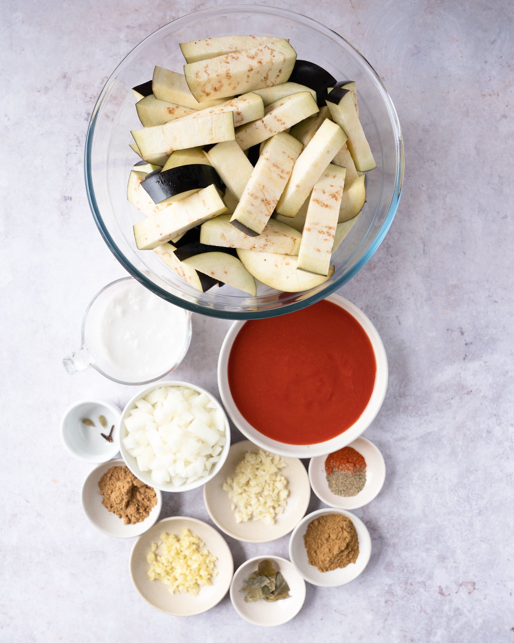 Easy Eggplant Curry ingredients. 