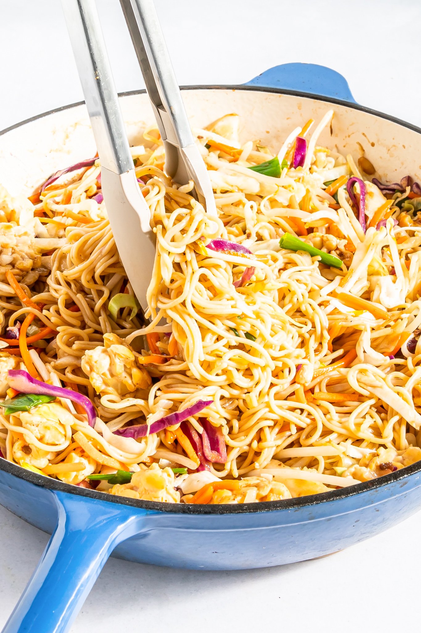 Easy Vegetable Chow Mein in a pot.