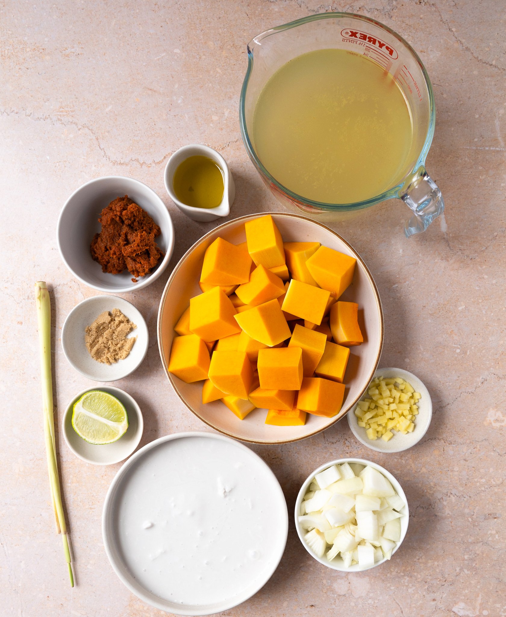 Thai Roasted Pumpkin Soup ingredients. 