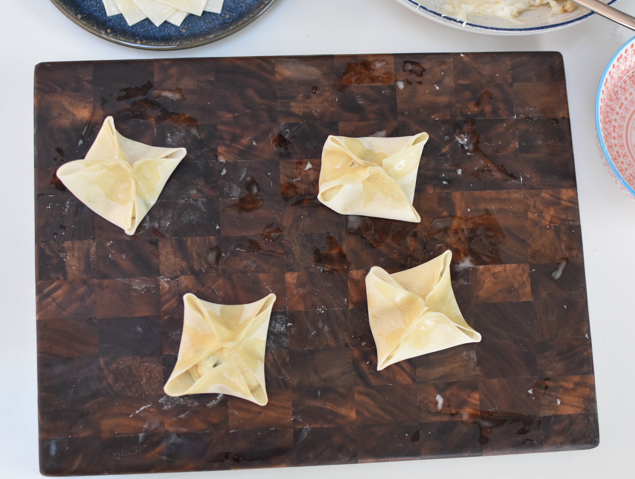 Air Fryer Crab Rangoon wonton wrappers. 