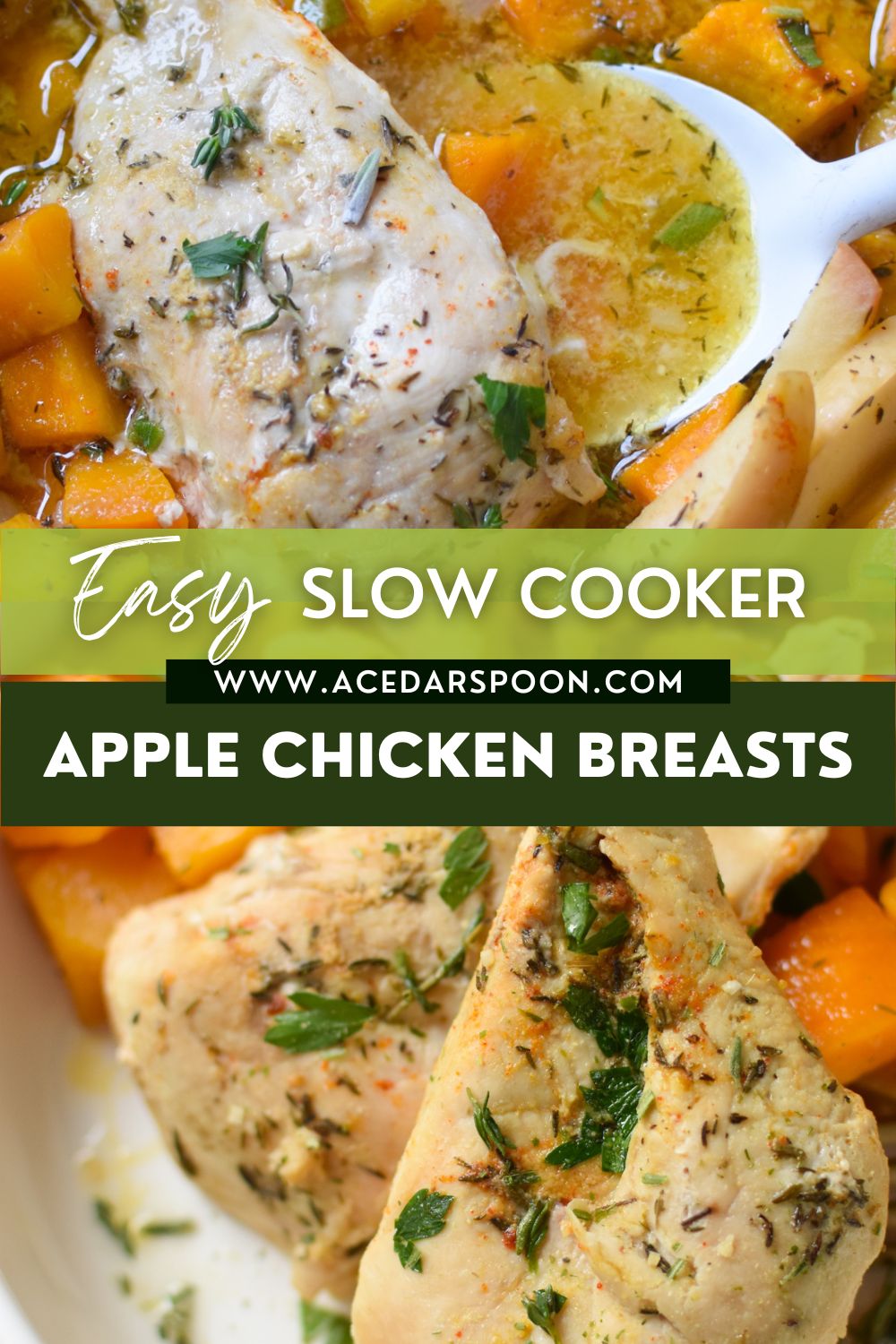Crockpot Apple Chicken Breast Recipe with logo.