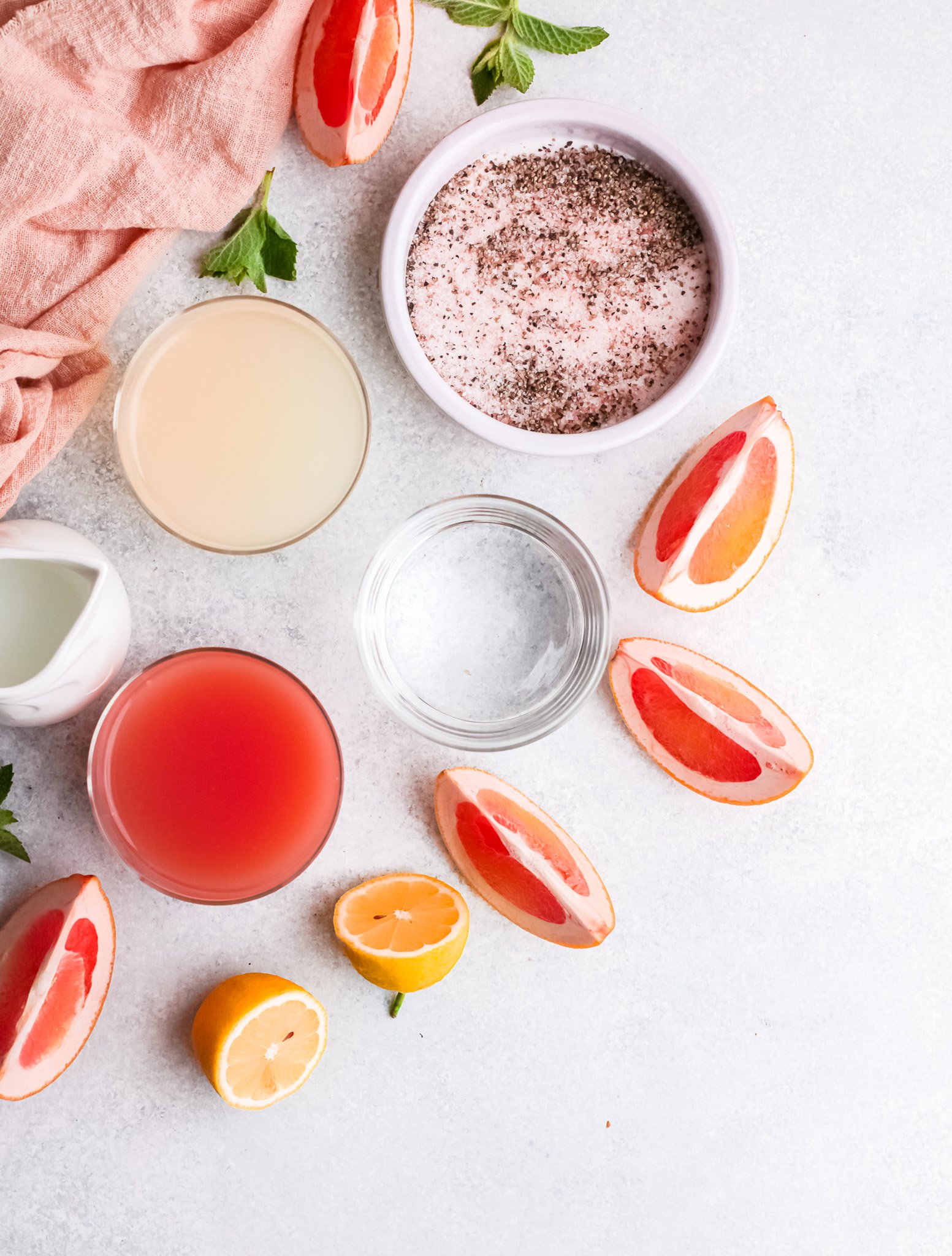 Grapefruit Paloma Cocktail ingredients. 