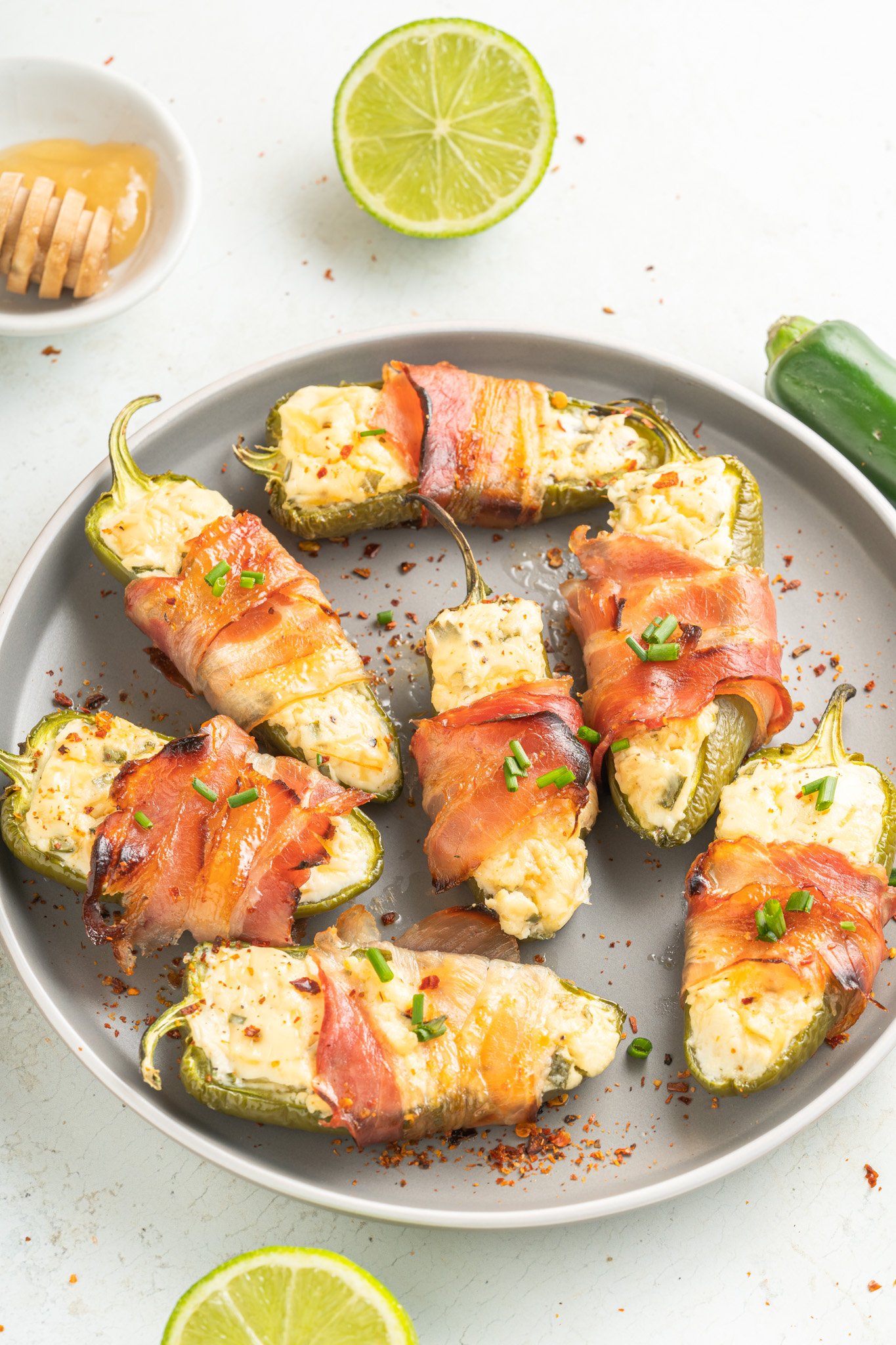 Jalapeño Poppers with Bacon with chives.