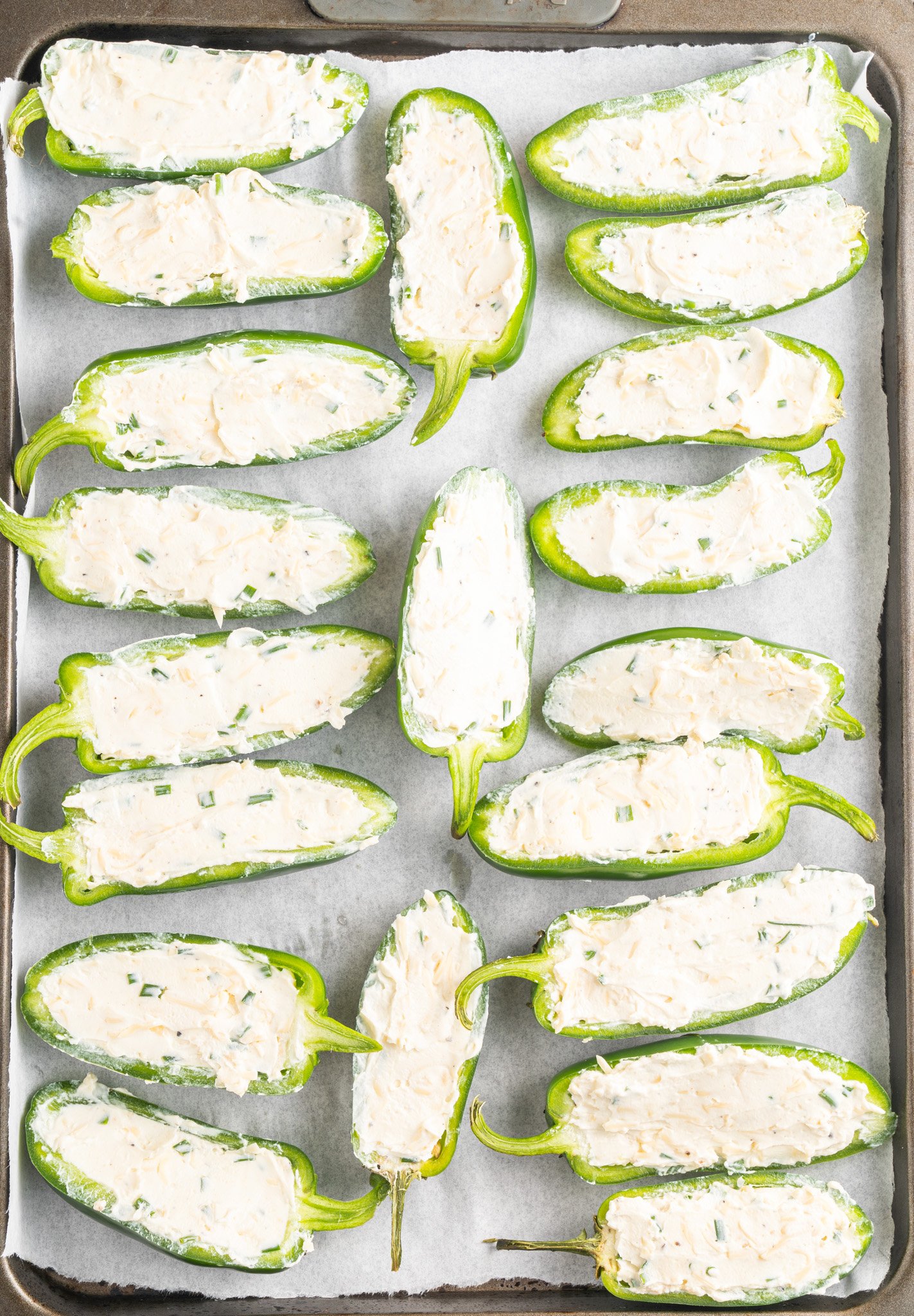 Jalapeño Poppers with Bacon cream cheese in the jalapeños. 