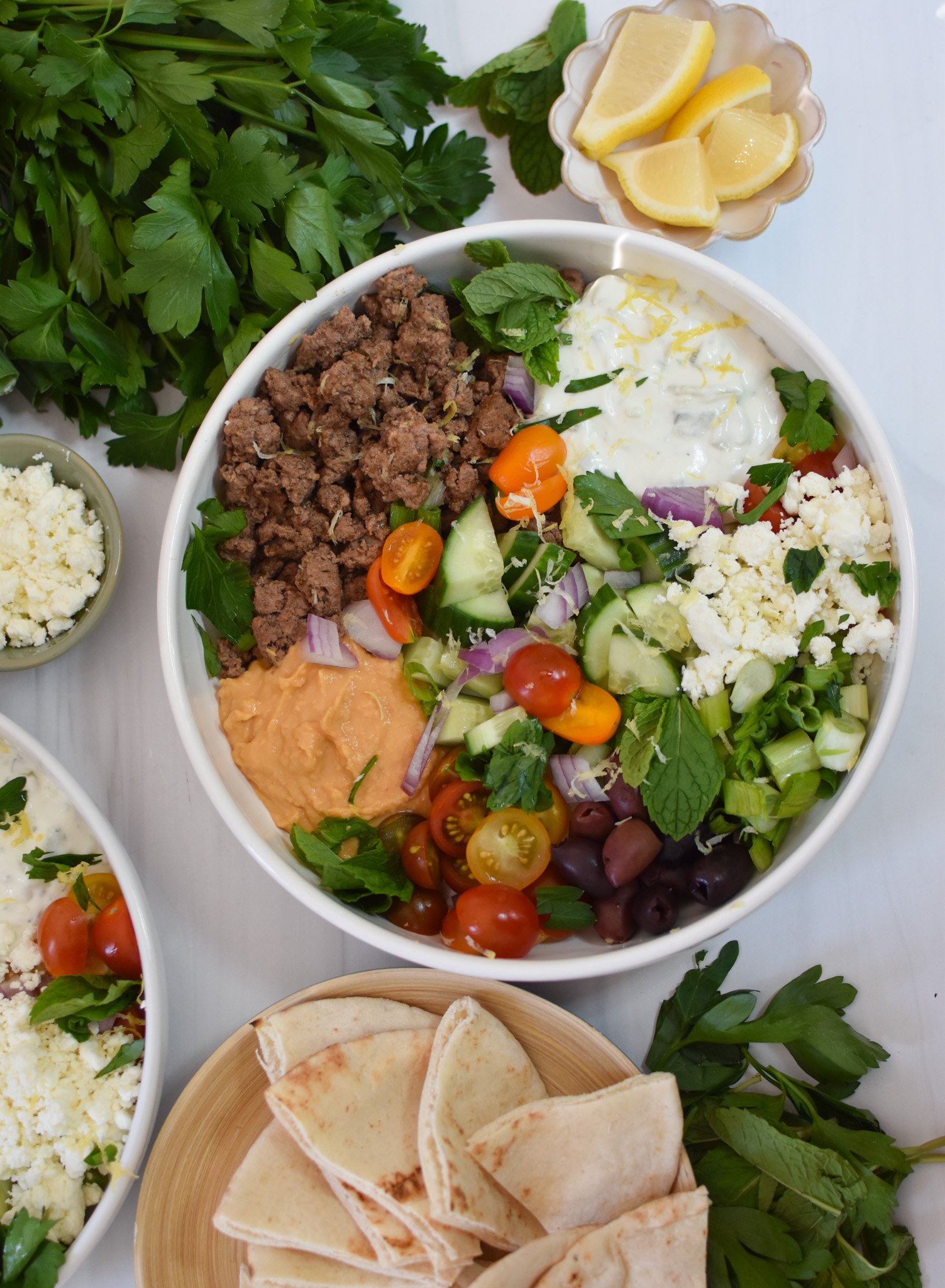 Minced Lamb Recipe in a white bowl. 