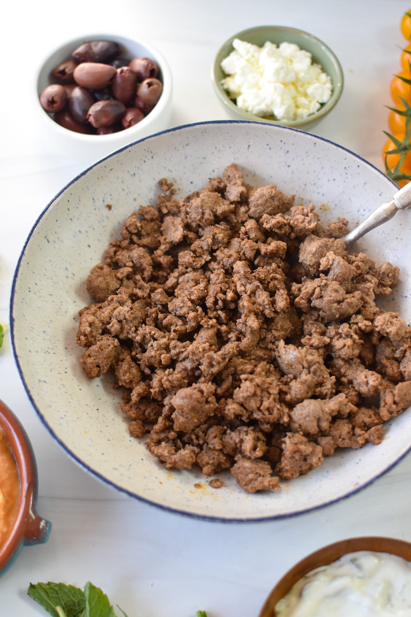 Minced Lamb Recipe meat in a bowl. 