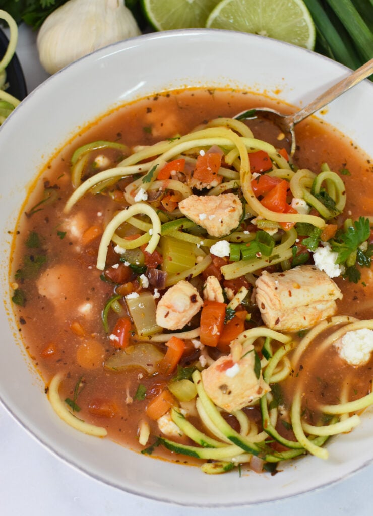 Mediterranean Fish Soup recipe with noodles.