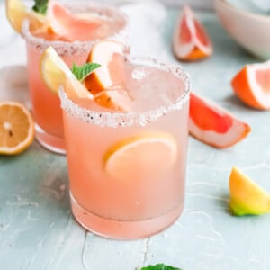 Grapefruit Paloma Cocktail in a glass.