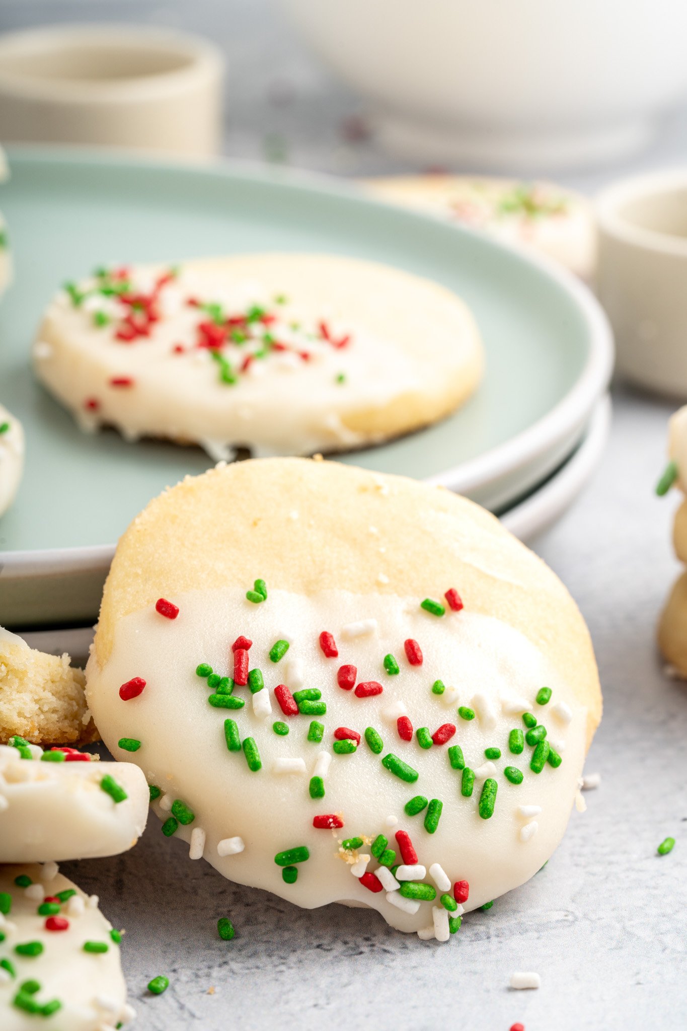 Christmas Shortbread Cookies on a plate.