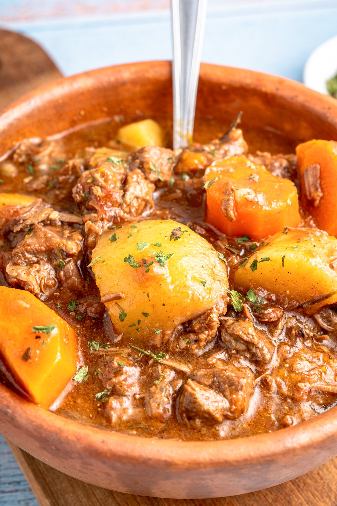 Crock Pot Beef Stew beef stew in a bowl.