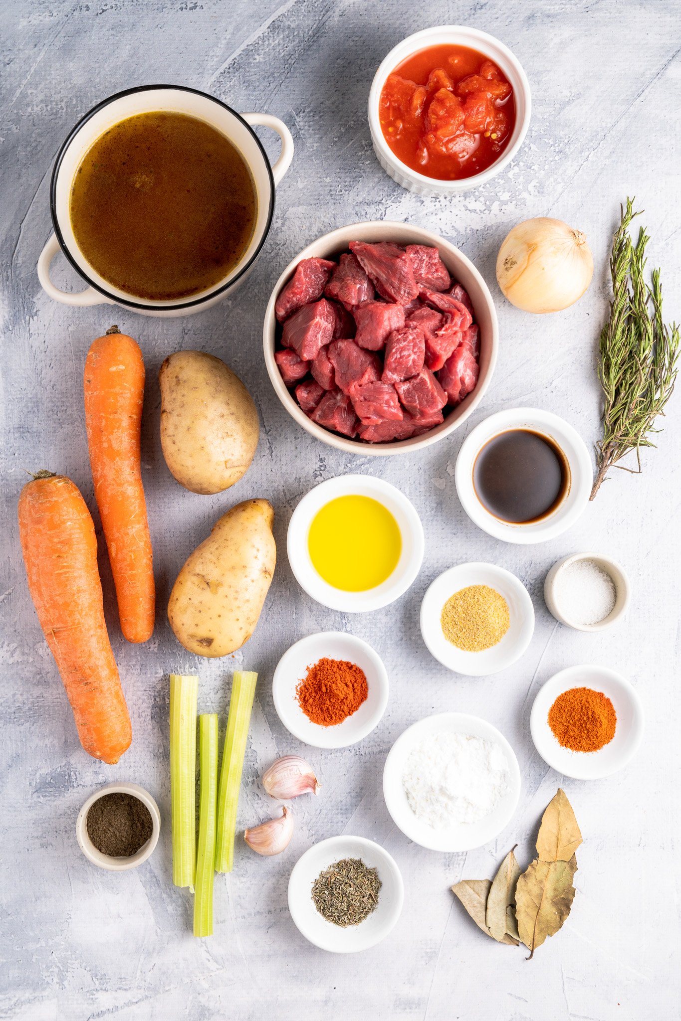 Crock Pot Beef Stew ingredients.