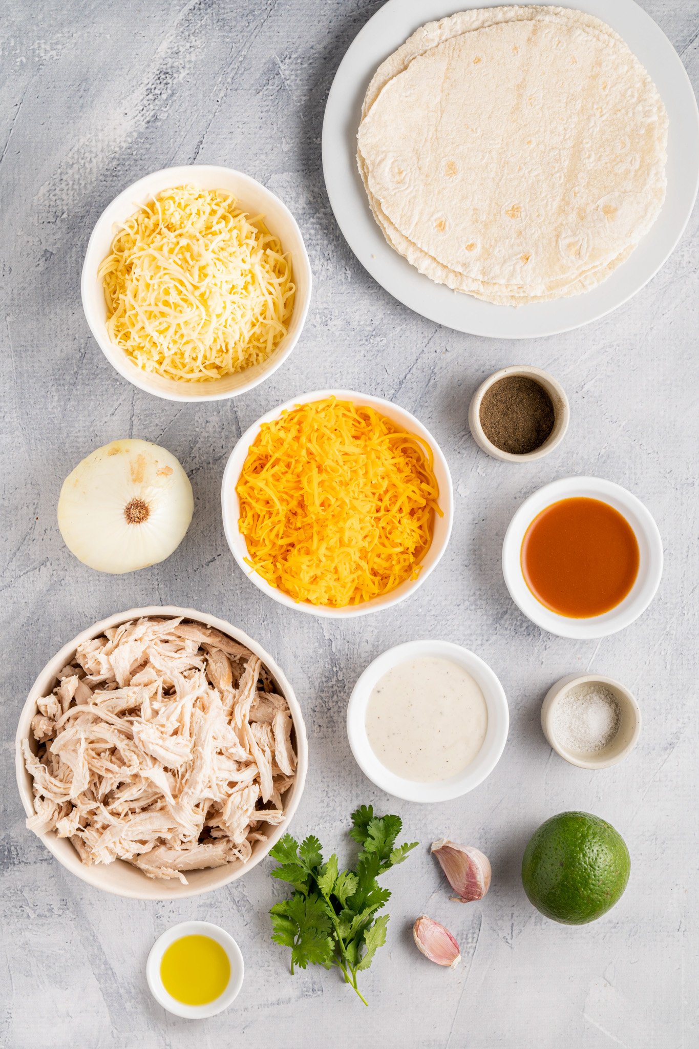 Easy Buffalo Chicken Quesadilla ingredients 