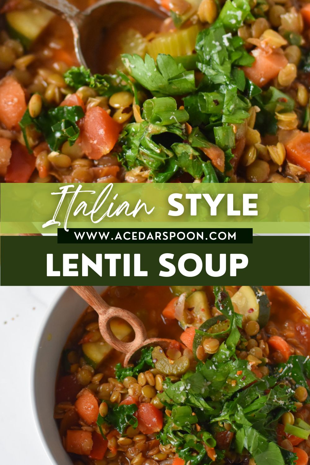 Italian Style Lentil Soup with logo.