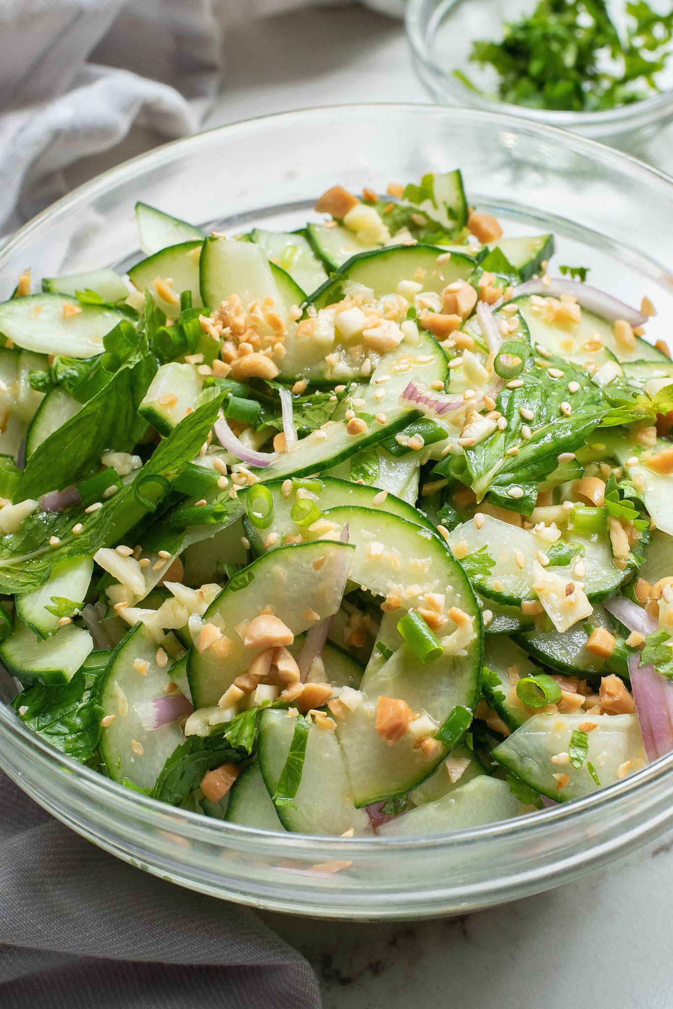 Thai Cucumber Salad with peanuts. 