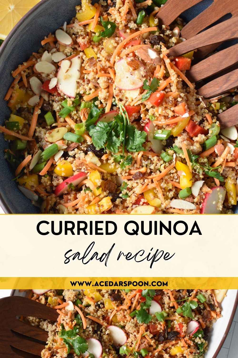 Curried Quinoa Salad with logo. 