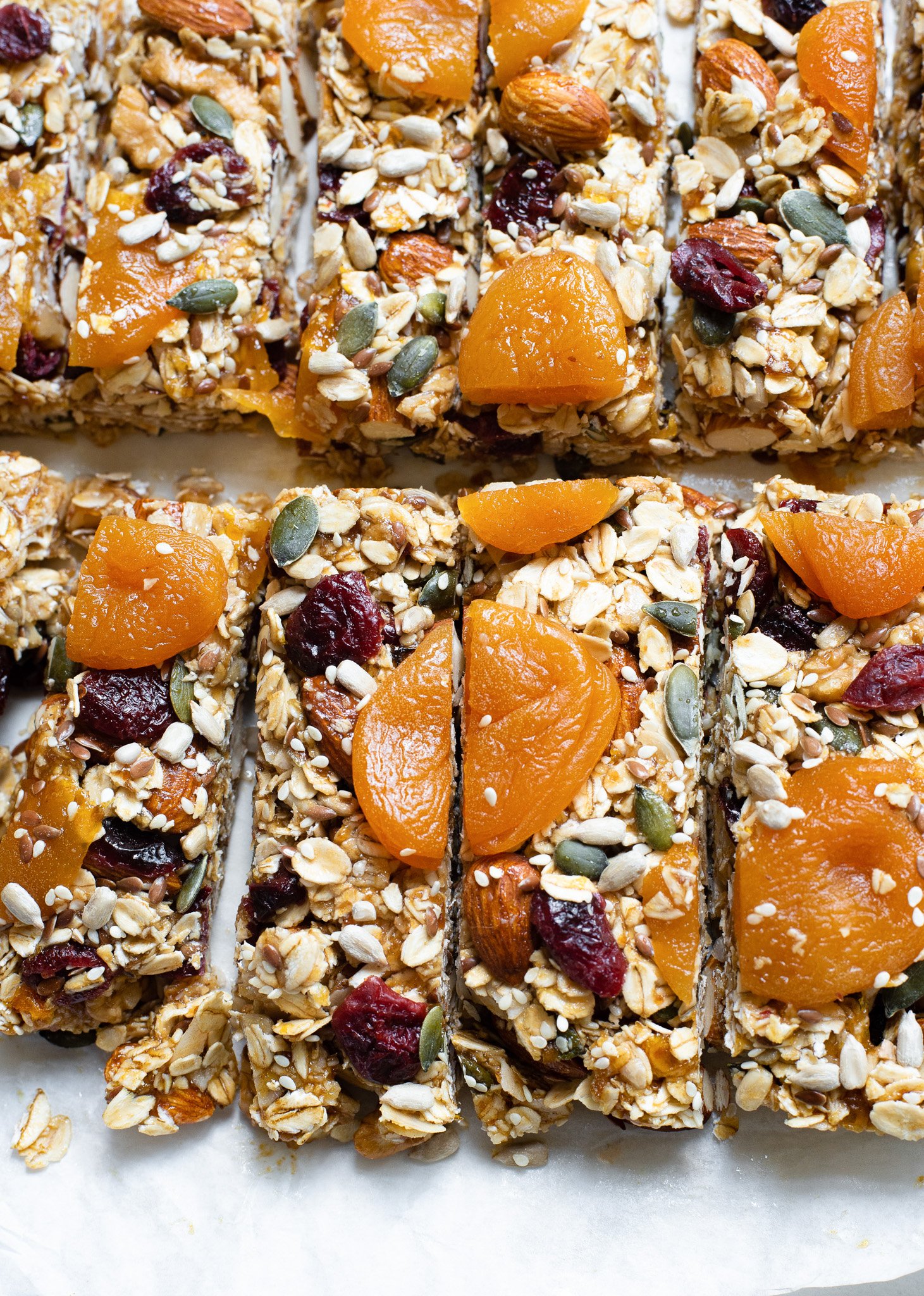 Easy Date Granola Bars cut into bars. 