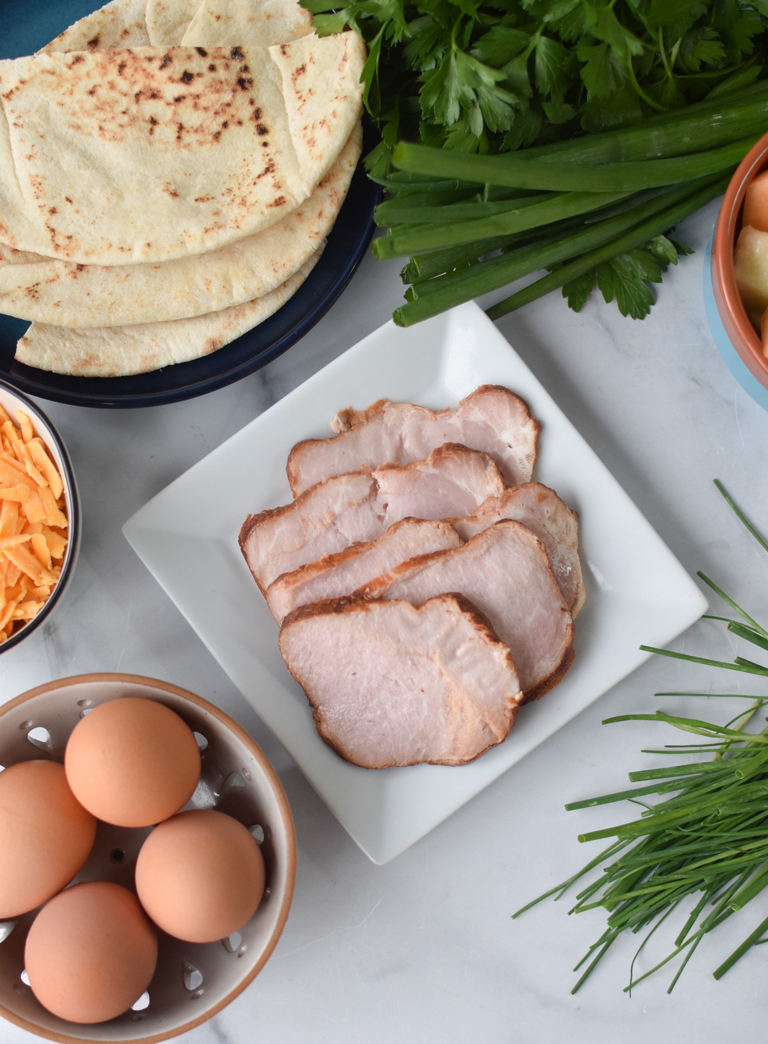 Breakfast Pita Recipe ingredients. 