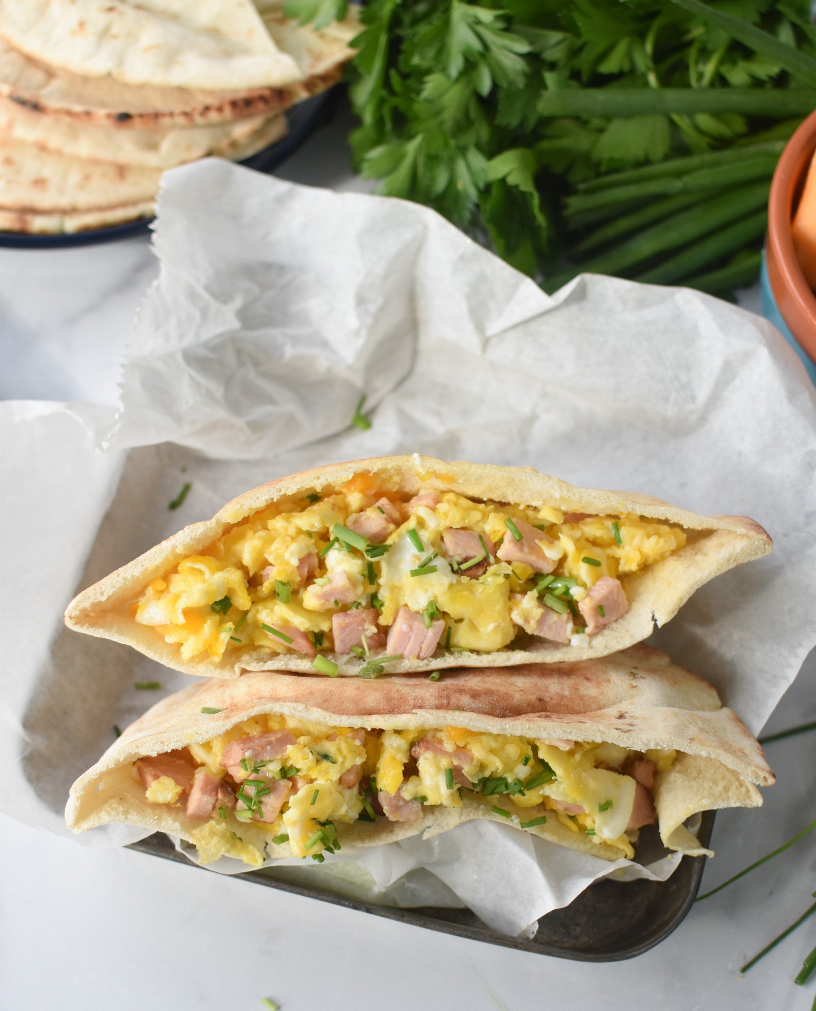 Breakfast Pita Recipe in a tin.