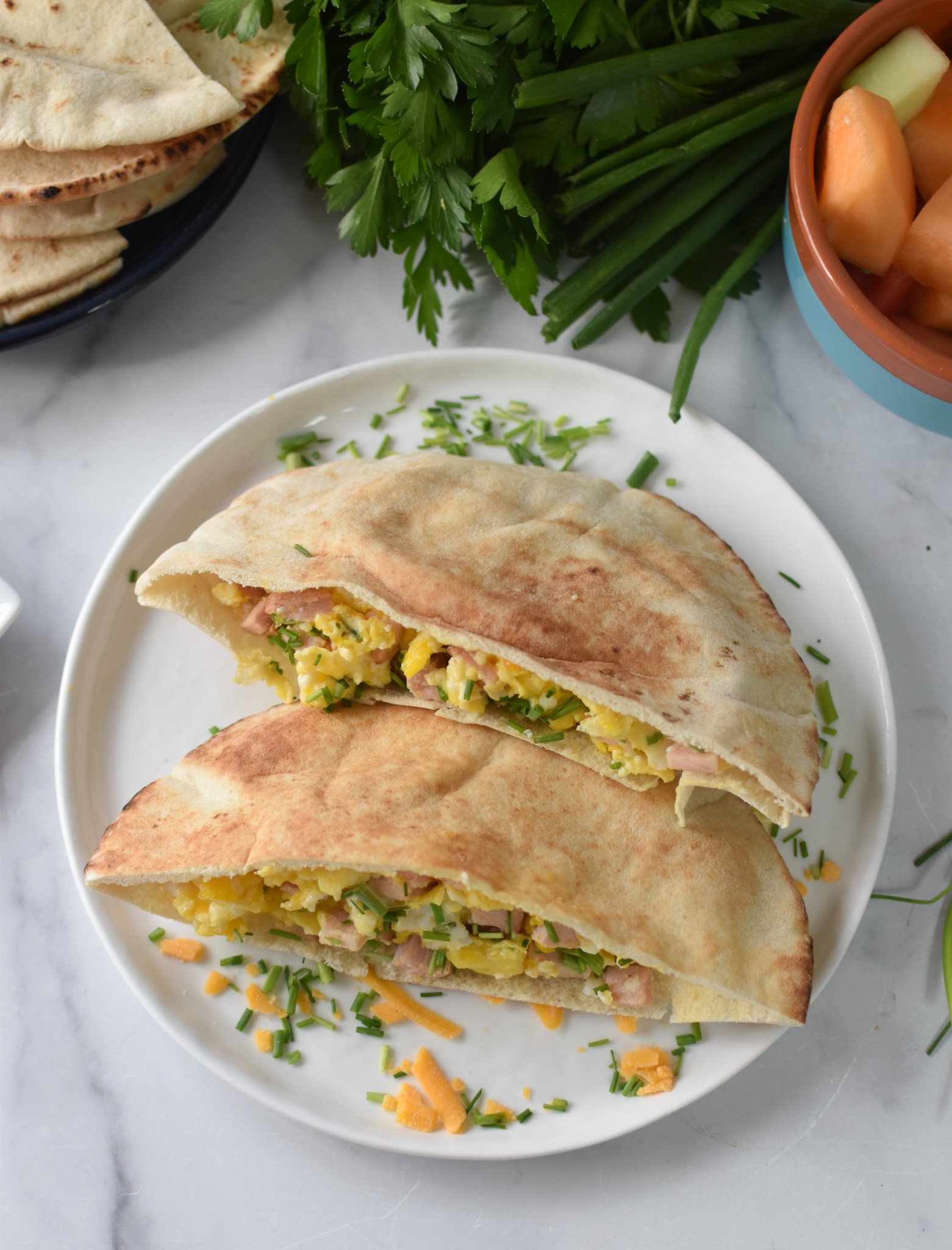 Breakfast Pita Recipe with chives.