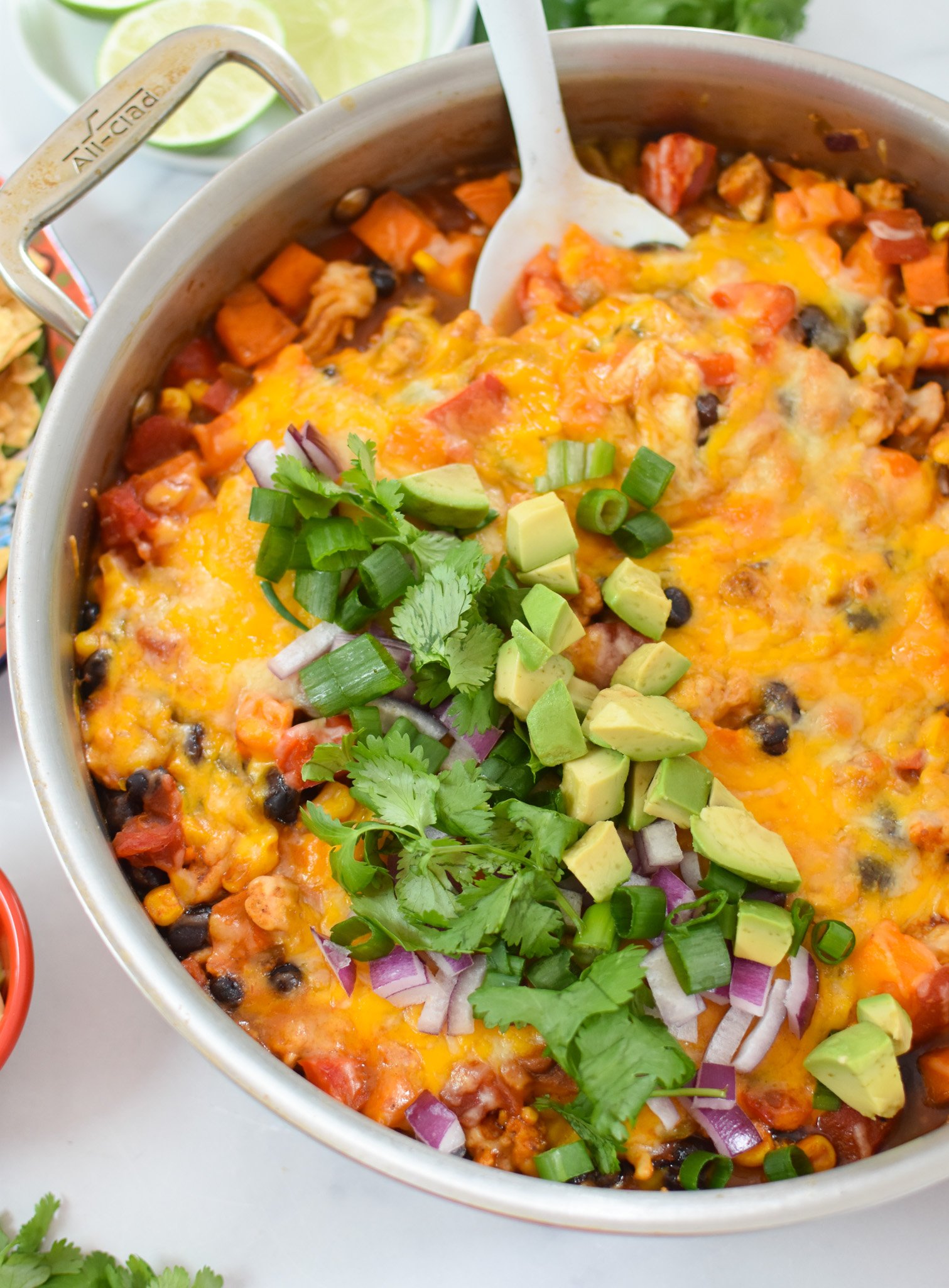Cheesy Ground Turkey Sweet Potato with avocado.