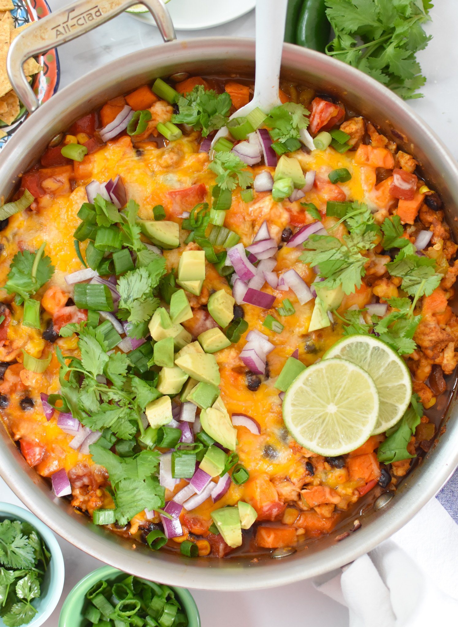 Cheesy Ground Turkey Sweet Potato Skillet