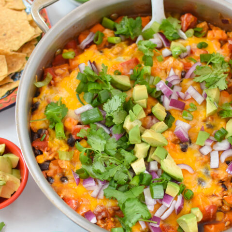 Cheesy Ground Turkey Sweet Potato Skillet - A Cedar Spoon