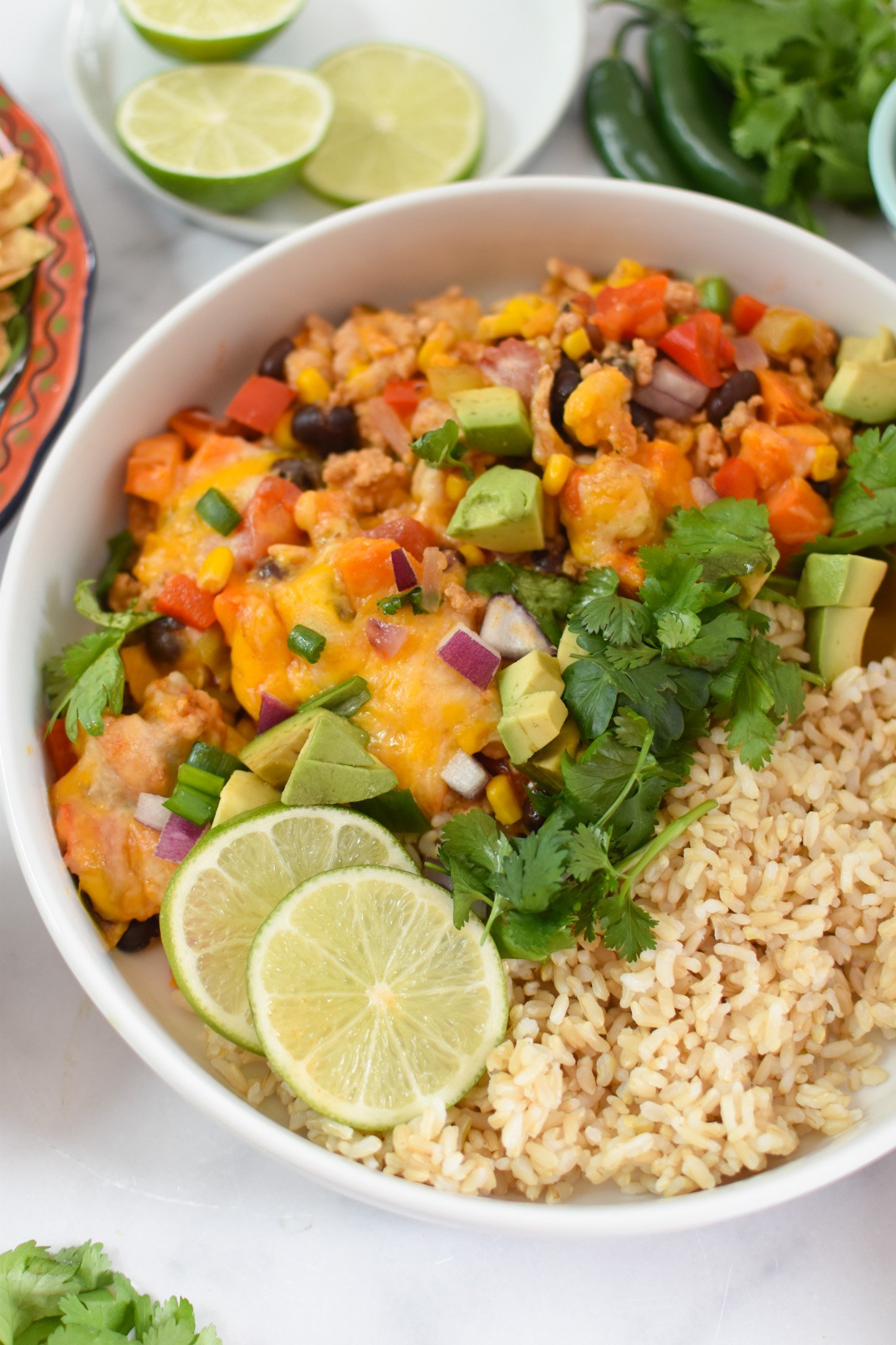 Cheesy Ground Turkey Sweet Potato Skillet 